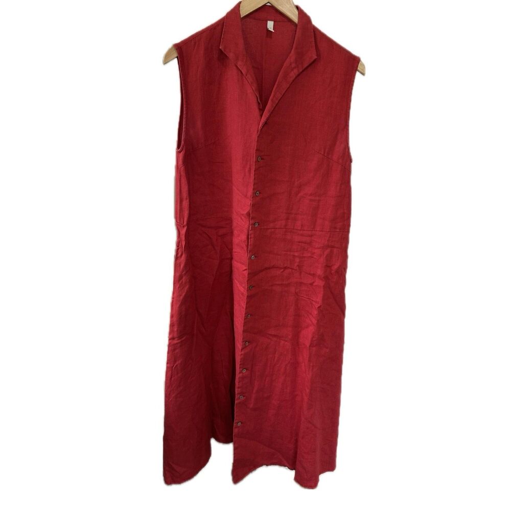 MonoLABO Co. Japanese Brand Women's 100% Linen Button Down Midi Dress XS/S